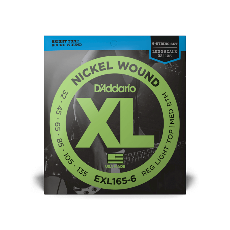 Набор струн D'ADDARIO EXL165-6 XL NICKEL WOUND BASS REG LIGHT TOP / MED BOTTOM 6-STRING (32-135)